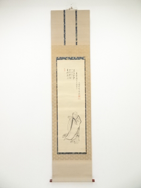 JAPANESE HANGING SCROLL / HAND PAINTED / DARUMA / BY SOJUN KEISO